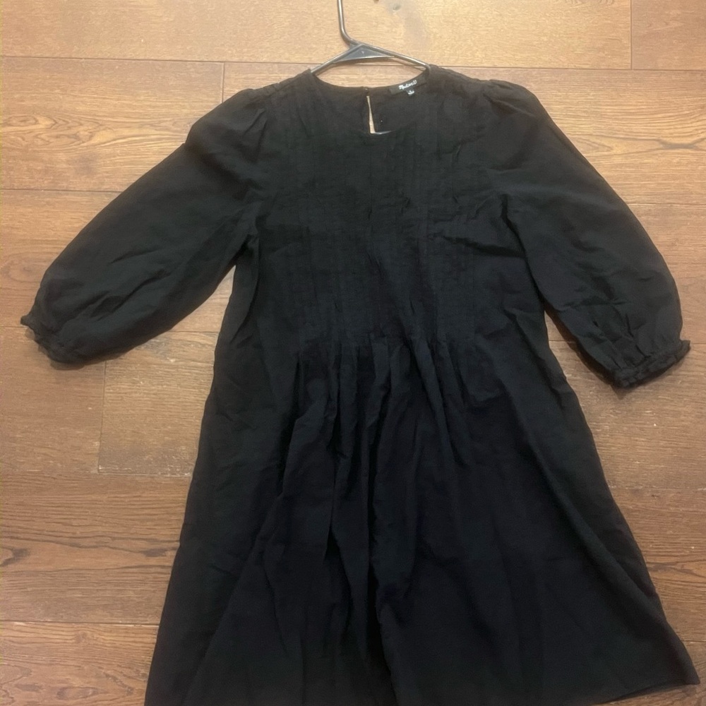 Madewell Black Puff Sleeve A-Line Dress